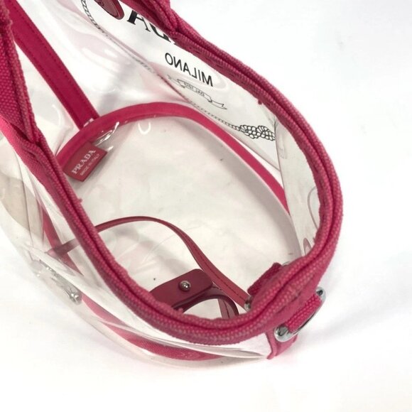 PRADA beach bag with pouch Logo Canapa 2WAY Bag Shoulder Bag Hand Bag Tote Bag - Picture 10 of 15